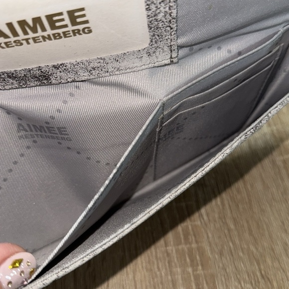 Aimee Kestenberg silver gray rose gold envelope wallet clutch NEW - Picture 6 of 7